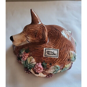 Vtg 1990 Fitz and Floyd Reynard Inspired Sleeping Red Fox Potpourri Holder
